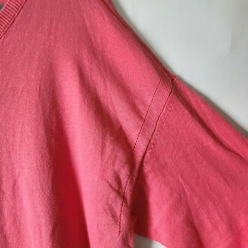 Talbots Long Sleeve Scoop Neck Sweater Top Size 2XP Pink Fringe Hem Slit NWT - Picture 6 of 7